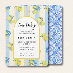 Ciao Baby, Fresh Lemons, Italian Blue Tiles Invitation