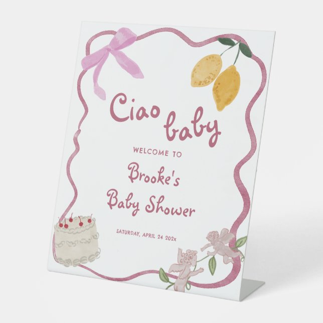 Ciao Baby Girl Baby Shower Welcome Sign (Front)