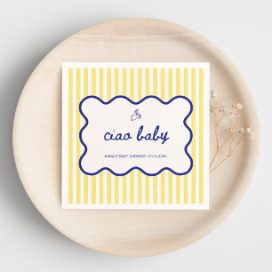 Ciao Baby Hand Drawn Blue & Yellow Baby Shower Napkin