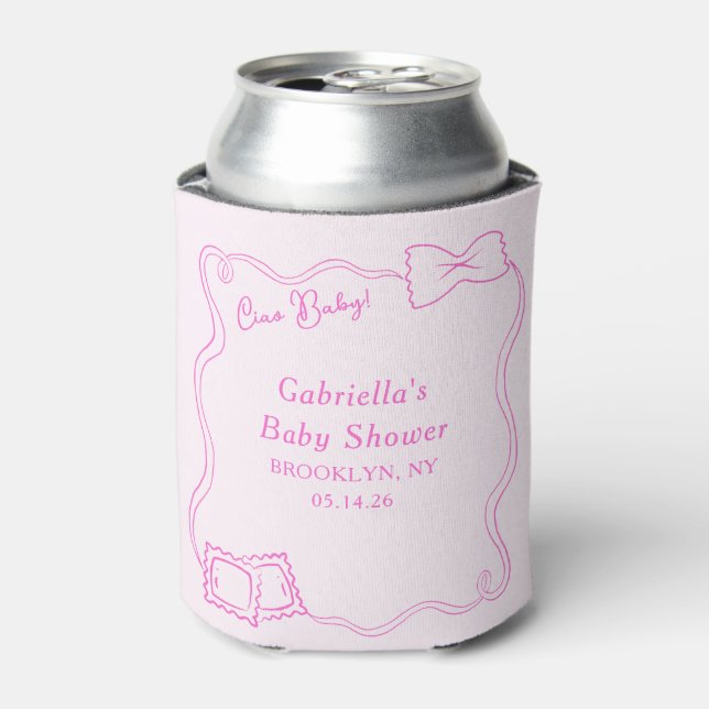 Ciao Baby Hand Drawn Pasta Italian Baby Shower Can Cooler (Can Front)