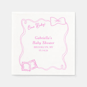 Ciao Baby Hand Drawn Pasta Italian Baby Shower Napkin