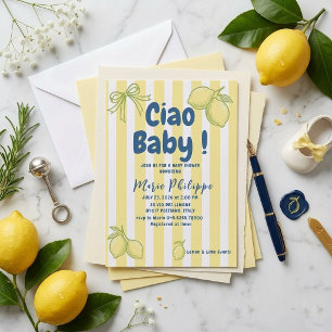 Ciao Baby Italian Amalfi Coast Yellow Stripe Lemon Invitation