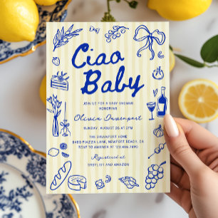 Ciao Baby Italian Bambino Hand Drawn Baby Shower Invitation