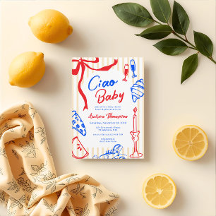 Ciao Baby Italian Bambino Hand Drawn Baby Shower Invitation
