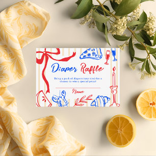 Ciao Baby Italian Bambino Hand Drawn Diaper Raffle Enclosure Card