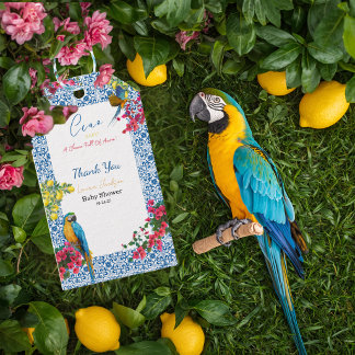 Ciao Baby Italian Blue Tile Lemons Baby Shower Gift Tags
