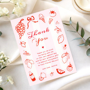 Ciao Baby Italian Hand Drawn Baby Shower Thank You Card