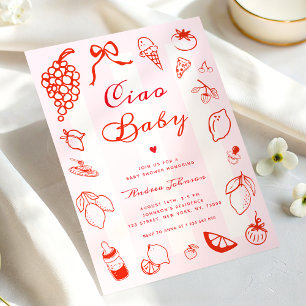 Ciao Baby Italian Hand Drawn Lemon Baby Shower Invitation