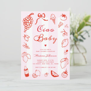 Ciao Baby Italian Hand Drawn Lemon Baby Shower Invitation