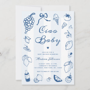 Ciao Baby Italian Hand Drawn Lemon Baby Shower Invitation