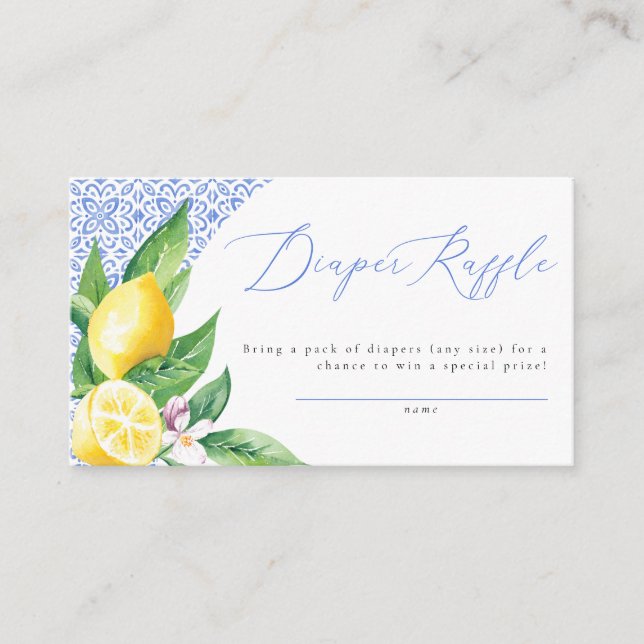 Ciao Baby Italian Lemon Positano Diaper Raffle Enclosure Card (Front)