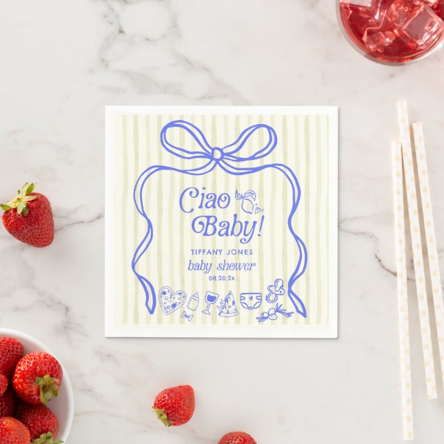 Ciao Baby  Italian Lemons Baby Shower Napkin (Insitu)