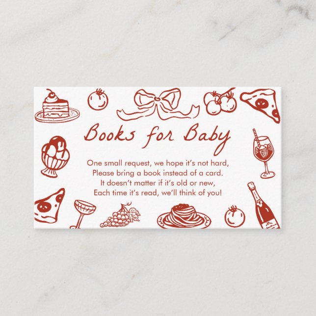 Ciao Baby Italian Pizza Baby Shower Books For Baby Enclosure Card (Front)