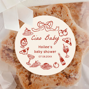Ciao Baby Italian Pizza Baby Shower Sticker