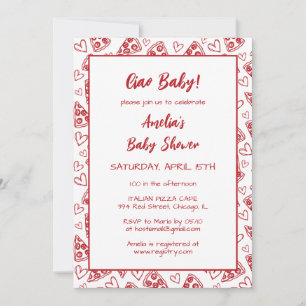 Ciao Baby! Italian Pizza Party Red Baby Shower Invitation
