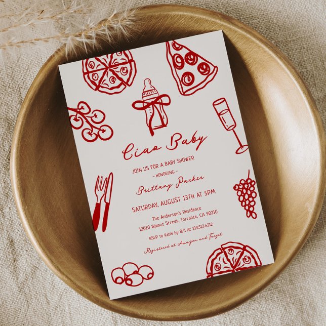 Ciao Baby Italian Pizza Themed Baby Shower Invitation (Creator Uploaded)