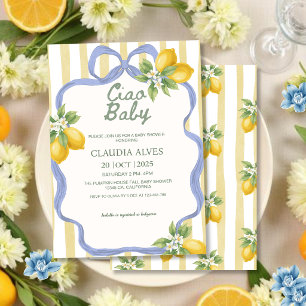 Ciao baby italian summer citrus lemons baby shower invitation