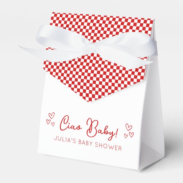 Ciao Baby! Italian Themed Red Baby Shower Favour Box (Front Side)