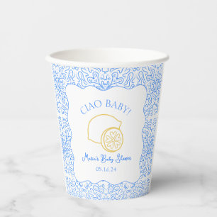 Ciao Baby! Lemon Blue Italian Baby Shower Paper Cups