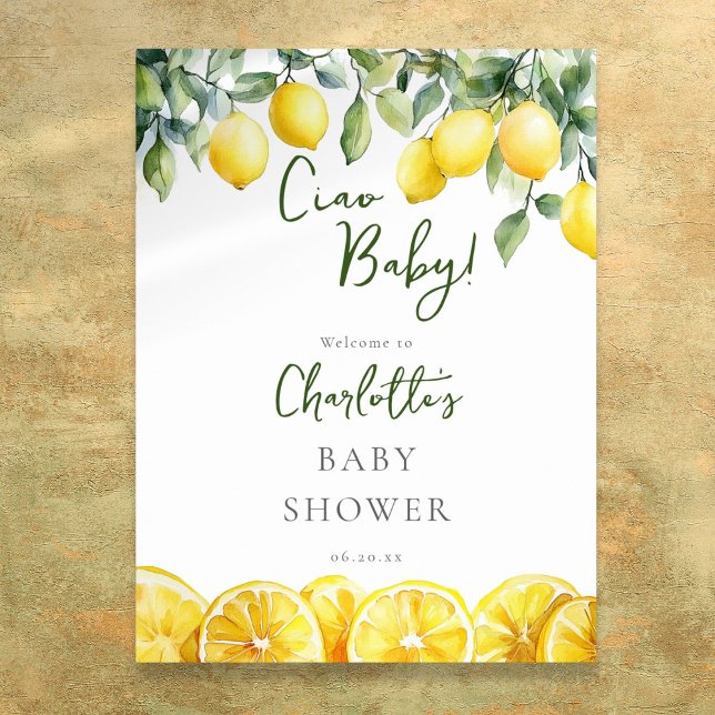 Ciao Baby Lemon Citrus Baby Shower Welcome Sign (Ciao Baby Lemon Citrus Baby Shower Welcome Sign)