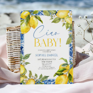 Ciao Baby! Lemon Floral Mediterranean Baby Shower Invitation