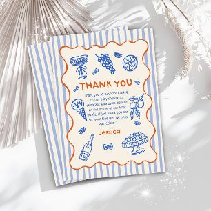 Ciao Baby Lemon Italian Hand Drawn Baby Shower Thank You Card