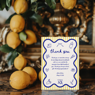 Ciao Baby Lemon Italian Hand Drawn Baby Shower Thank You Card