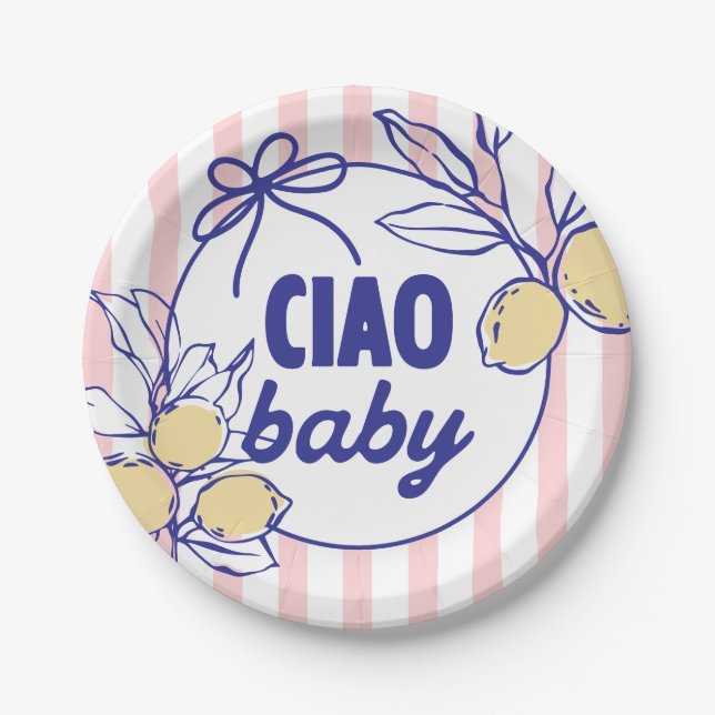 CIAO BABY Lemon Mediterranean Amalfi Paper Plate (Front)