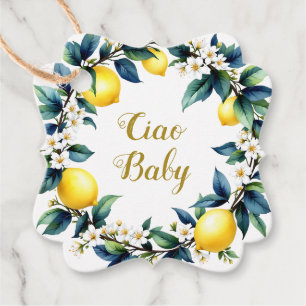 Ciao Baby Lemon Wreath Amalfi Baby Shower Favour Tags