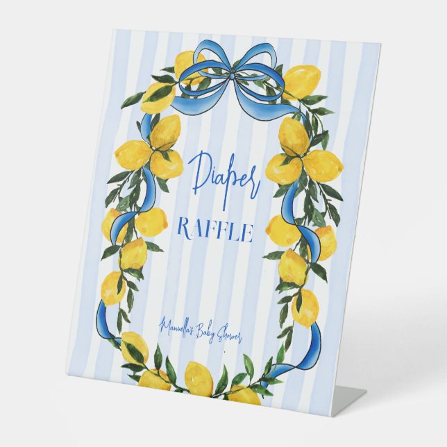 Ciao baby lemons Italian baby shower diaper raffle Pedestal Sign (Front)