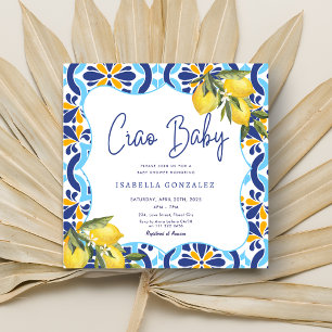Ciao Baby Mediterranean Majolica Tile Lemon Shower Invitation