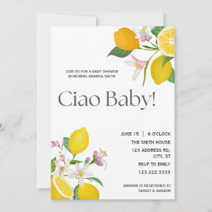 "Ciao Baby" Pretty Italian Lemons and Flowers Invitation
