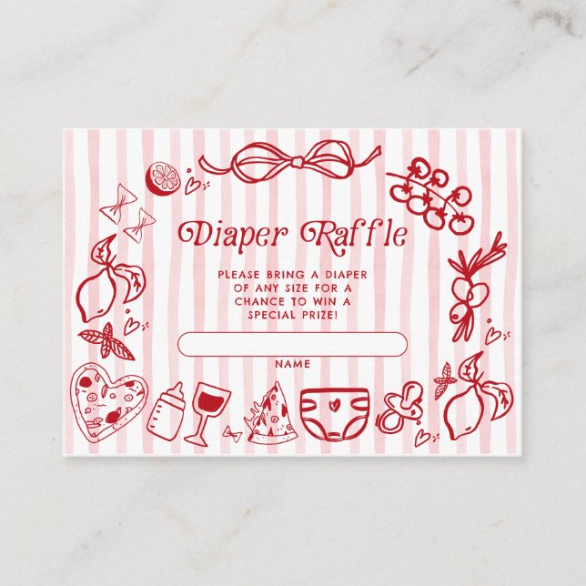Ciao Baby Red Italian Lemons Diaper Raffle Enclosure Card (Front)