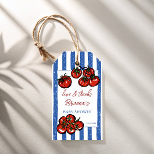 Ciao baby tomato blue Italian baby shower favor Gift Tags