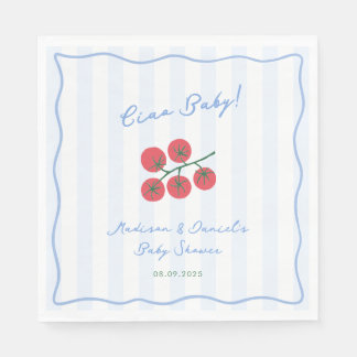 Ciao Baby! Tomatoes Blue Red Baby Shower Party Napkin