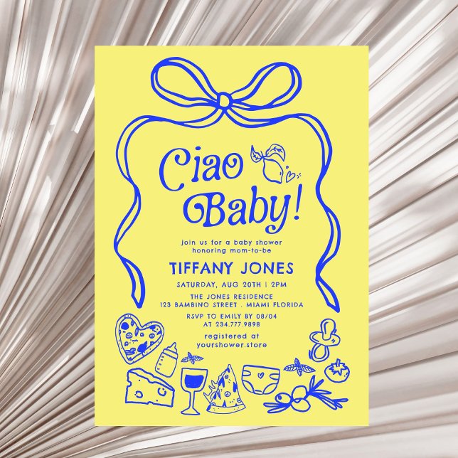 Ciao Baby Whimsical Italian Lemons Baby Shower Invitation (Creator Uploaded)