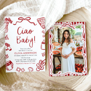 Ciao Baby Whimsical Italian Pizza Cute Baby Shower Invitation