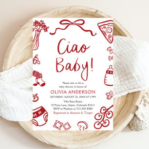 Ciao Baby Whimsical Italian Pizza Cute Baby Shower Invitation