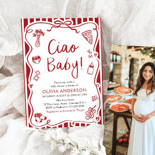 Ciao Baby Whimsical Italian Pizza Cute Baby Shower Invitation