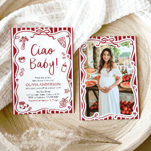 Ciao Baby Whimsical Italian Pizza Cute Baby Shower Invitation