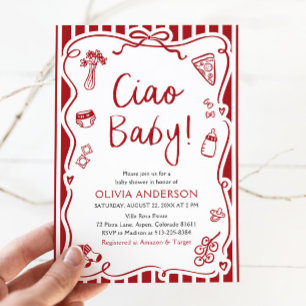 Ciao Baby Whimsical Italian Pizza Cute Baby Shower Invitation