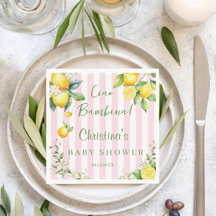 Ciao Bambina Baby Shower Pink Citrus Lemon Napkin