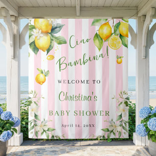 Ciao Bambina Baby Shower Pink Lemons Backdrop Tapestry