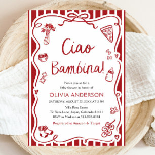 Ciao Bambina Girl Whimsical Italian Baby Shower Invitation
