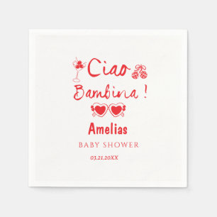 Ciao bambina italian hand drawn theme baby shower napkin
