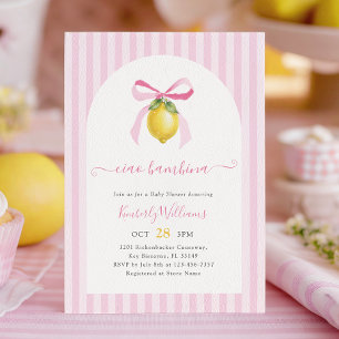 Ciao Bambina Pink Lemon Baby Shower Invitation