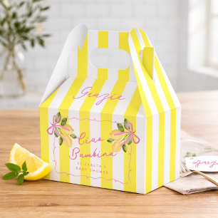 Ciao Bambina Yellow Stripe Lemon Baby Shower Favour Box