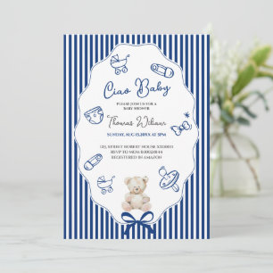 Ciao bambino baby blue shower invitation