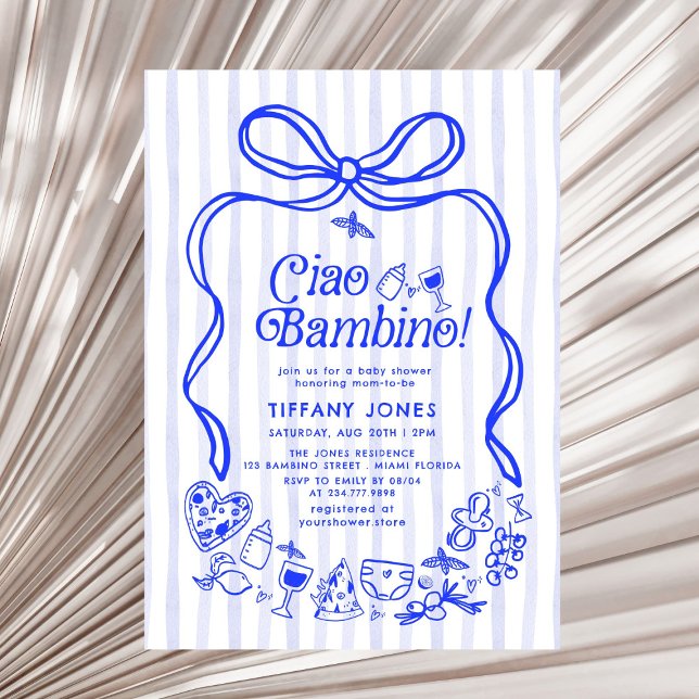 Ciao Bambino Blue Italian Lemons Baby Shower Invitation (Creator Uploaded)