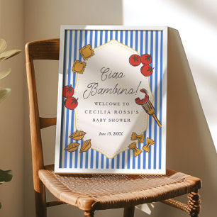 Ciao Bambino Blue Italian Pasta Baby Shower Sign